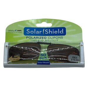 Solar Shield Polarized‎ Clip-On Sunglasses Eyeglass Wearers NEW